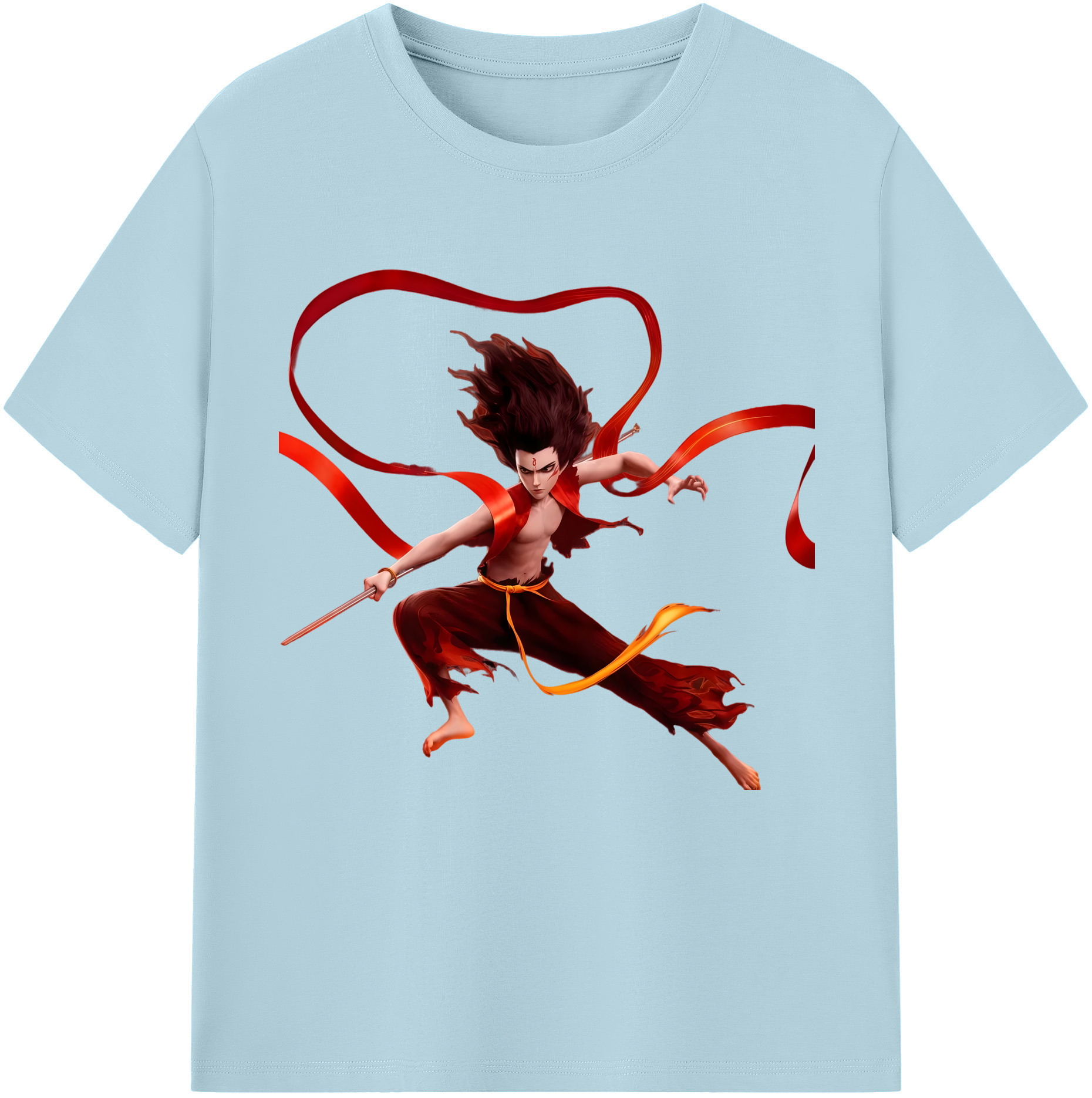 （画像用） Ne Zha 2 ナタ 魔童の大暴れ 綿100％半袖Tシャツ（フロントプリント）